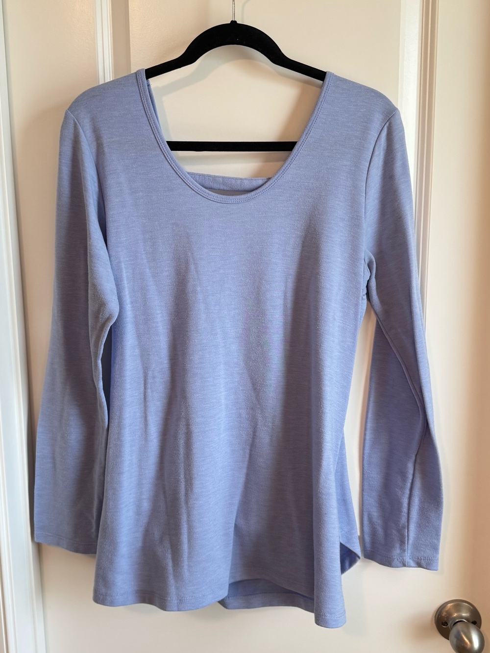 Marika Long Sleeve Scoop Neck Top in Light Blue